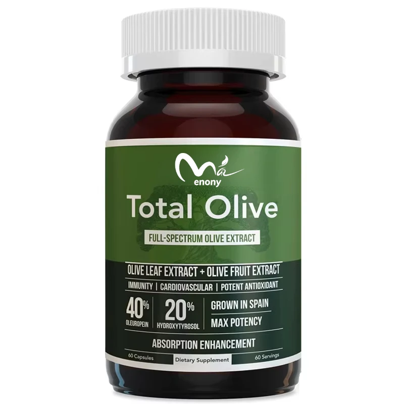 Olive Leaf Extract Capsules (40% Olive Oil) with Olive Fruit Extract - Full Spectrum - BioPerine Highly Absorbent