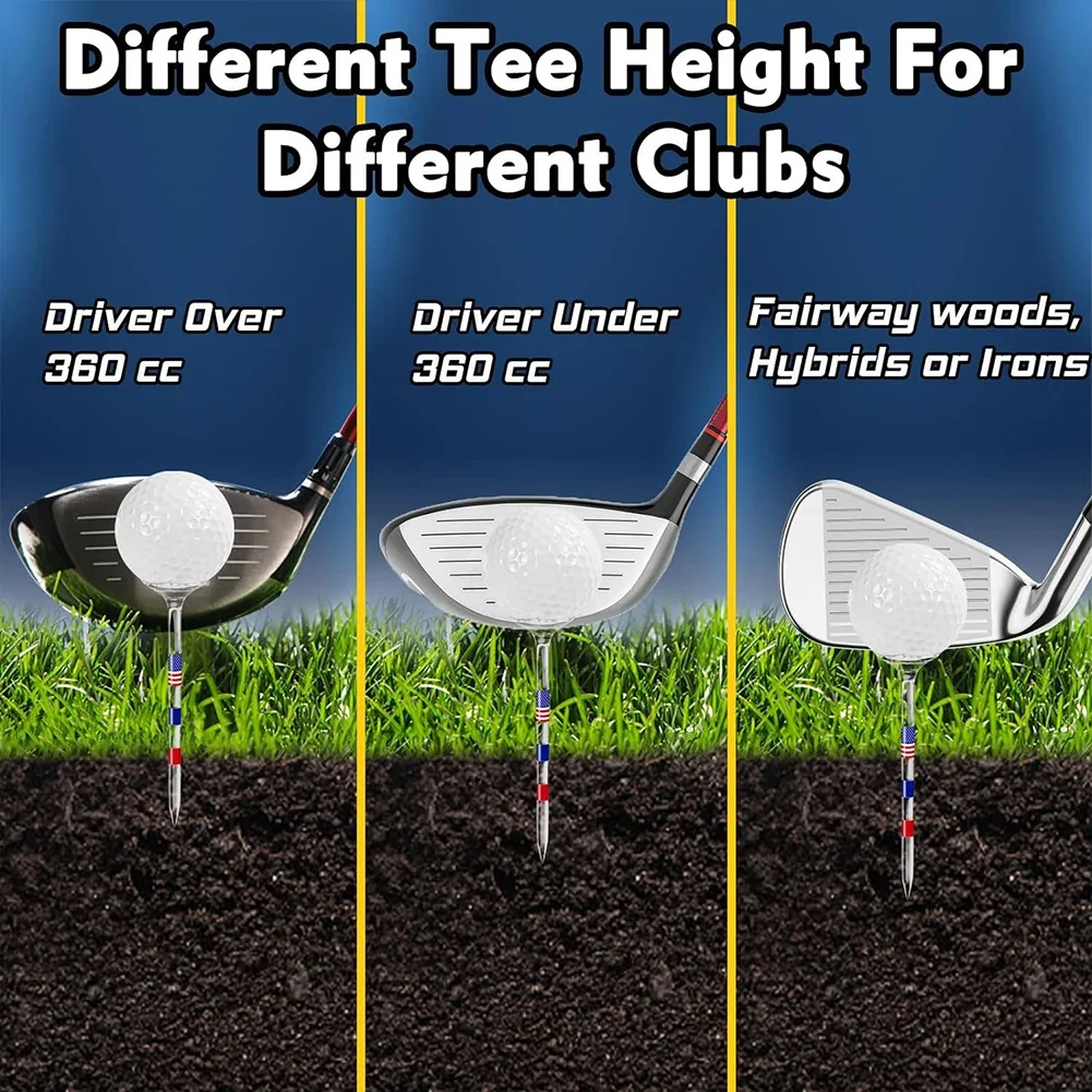 TINSOL 10 Stück lange Golf-Tees, unzerbrechlich, 83 mm, transparent, mit amerikanischer Flagge, reduziert Reibung und seitliches Drehmoment, Golf-Zubehör – Detail 12