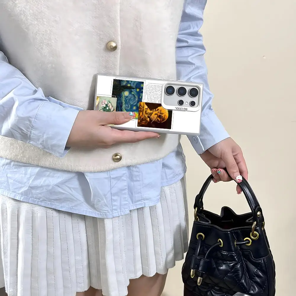 アートファッション ゴッホ INS スマホケース Samsung Galaxy S25 Edge S24 S23 S22 S21 S20 Ultra 用 シリコン製 シルバーカバー