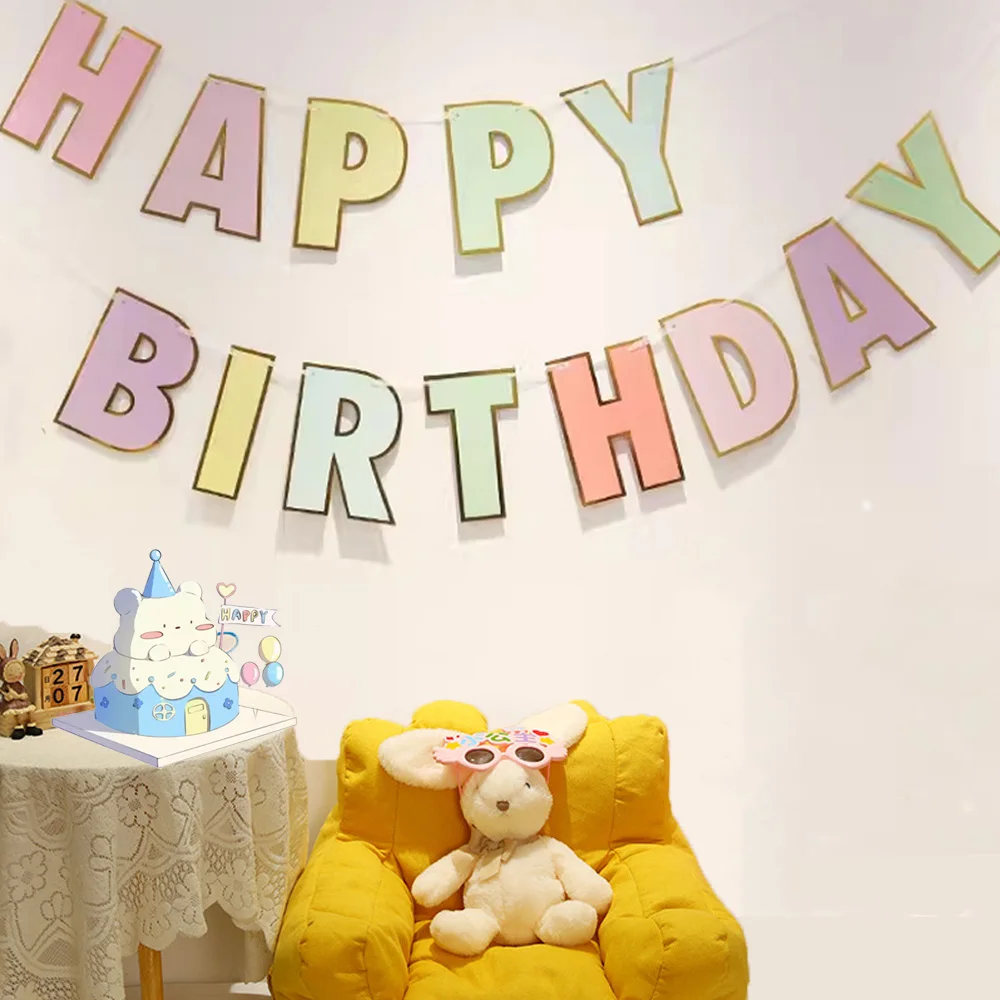 

Birthday Banner Party Decorations | Happy Birthday Foil Letter Flag | Birthday Photo Props Supply |Kids Baby Shower Decor