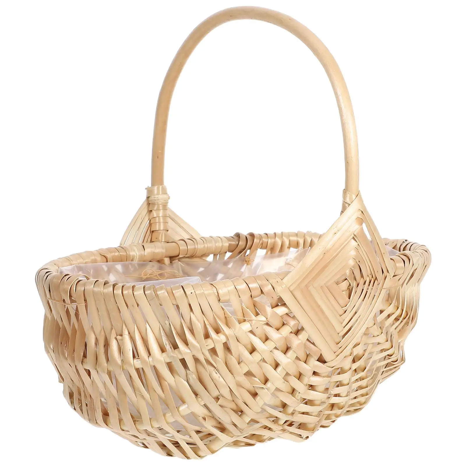

Rattan Basket Handwoven Picnic Flower Woven Fruit Vegetable Small Handle Portable Mini Baskets Vintage Design Garden Outdoor