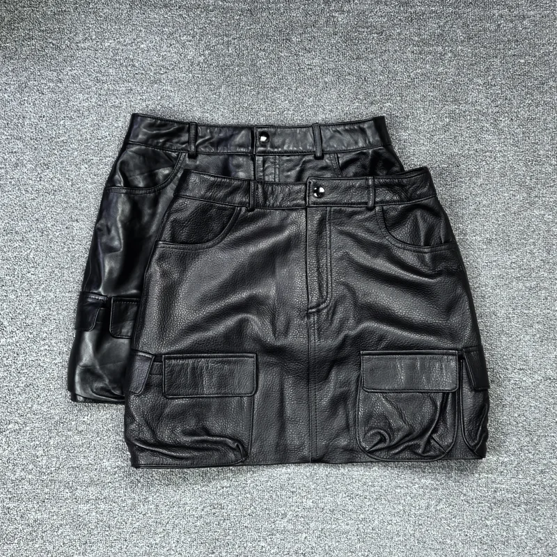 

Autumn 2025 Women's Slimming A-Line Leather Skirt Faionable Versatile eepskin High Waist Daily Wear ket Design