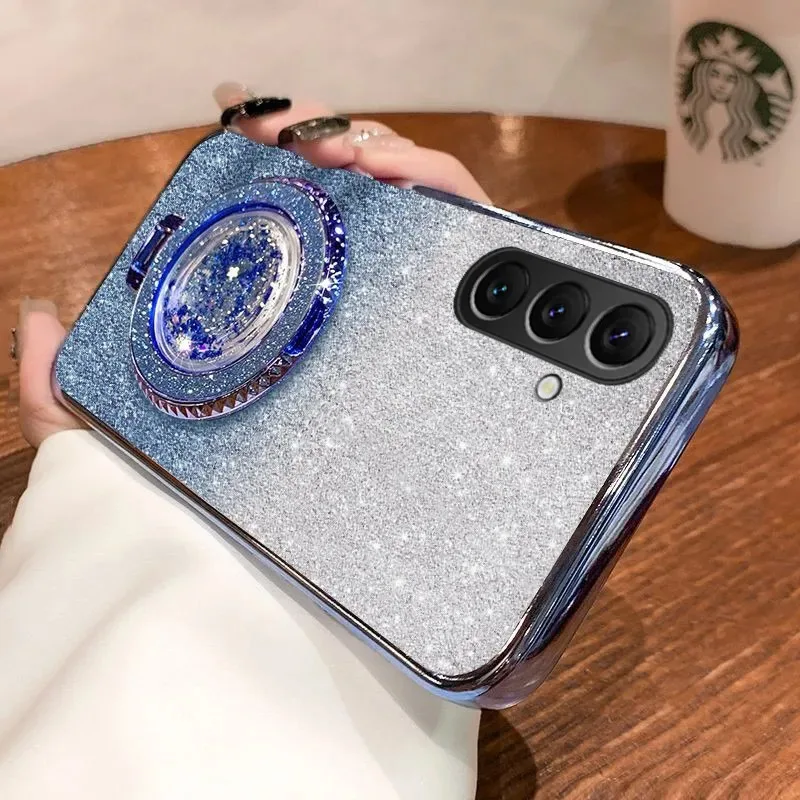 Glitter Water Ripple Diamond Case For Samsung Galaxy A27 A26 A17 Folding Holder Cover For Samsung Galaxy A27 A26 A17 Hard Shell