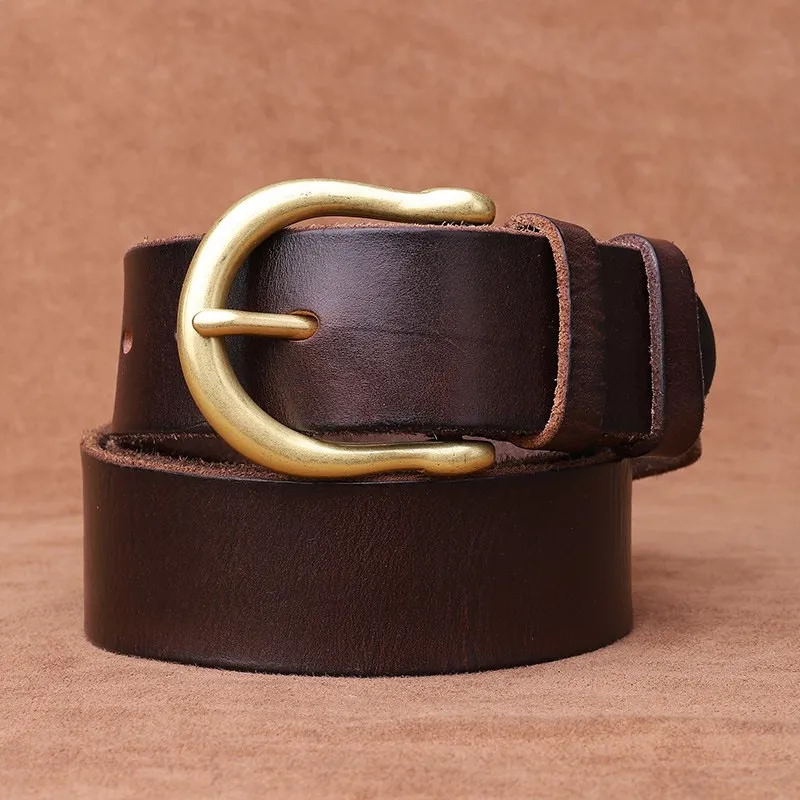 Men's belt brand counter leather pure cowskin needle-buckle for young people