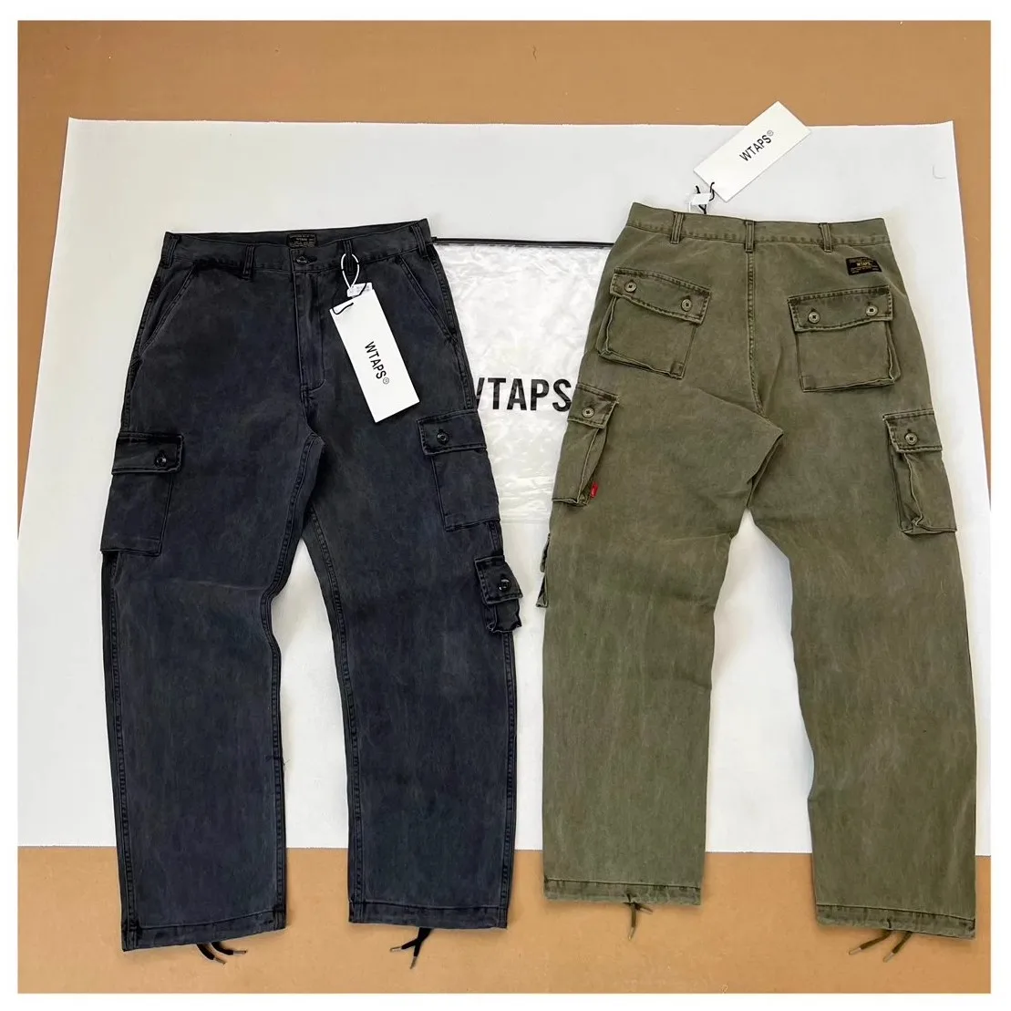 

2024 WTAPS washed worn-out multi pocket military pants straight leg workwear pants KZ991