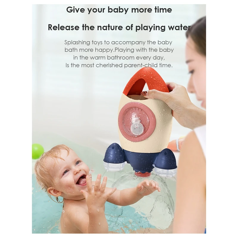 Baby Bath Toys Space Rocket Shape Bathtub Toys For Toddlers Spray Water Toys Fun Pool Toys Best Gift For Baby Kids