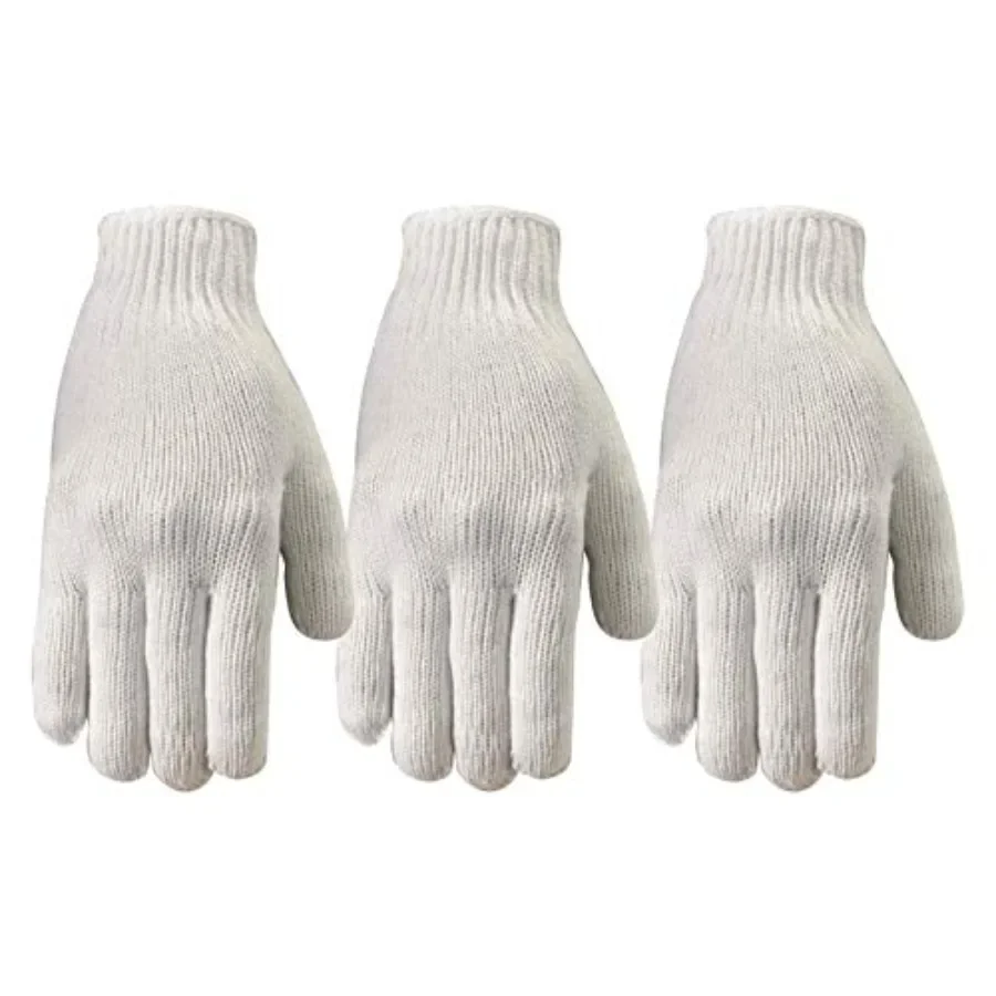 

Work gloves for industrial use, polyester material, black color, breathable string knit design with reinforced palm for durabil