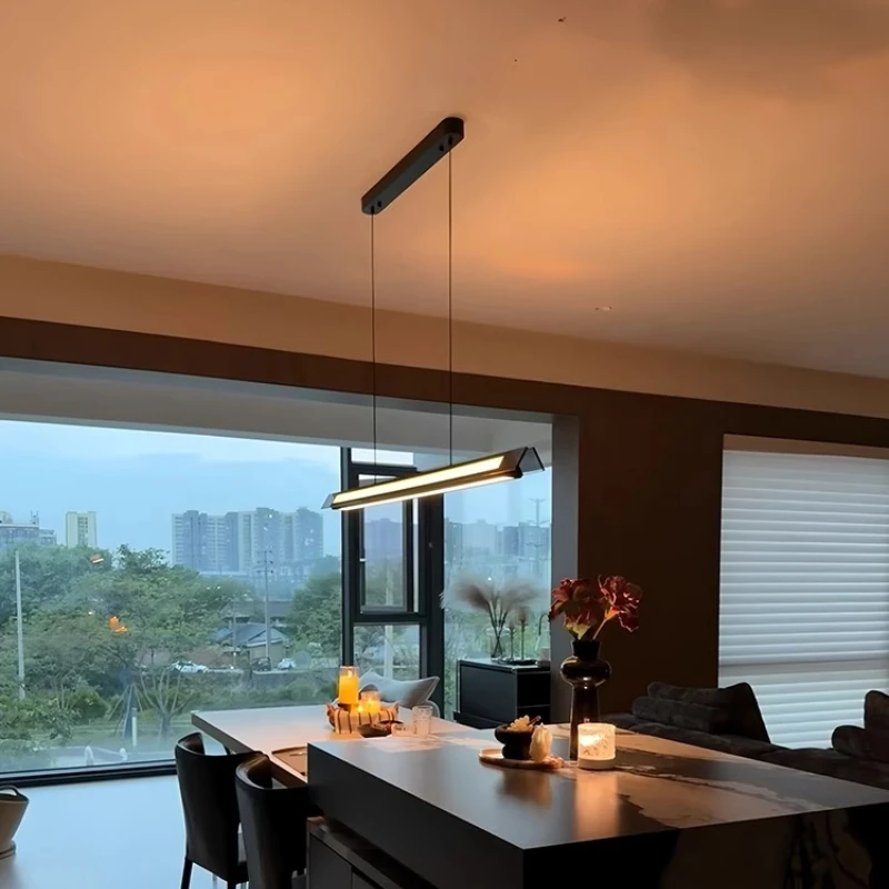 

Minimalist restaurant chandelier modern simple high-end glass long dining table bar table one-word lamp