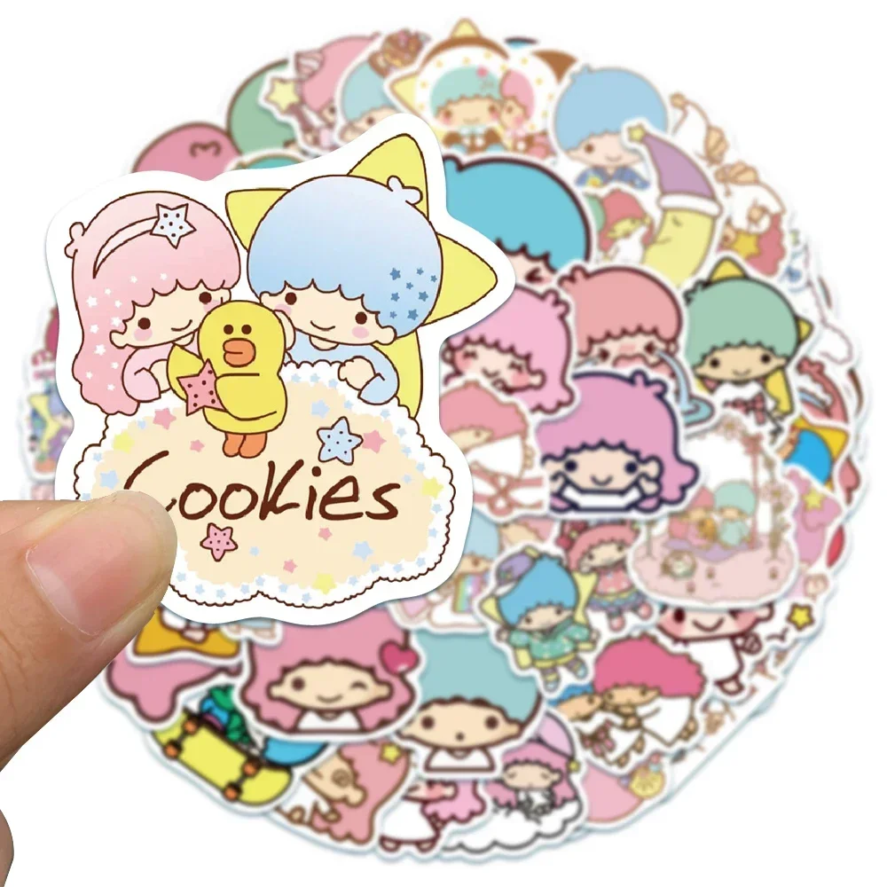 Kawaii Little Twin Stars Aufkleber, gemischte Cartoon-Aufkleber für DIY, Telefon, Gepäck, Laptop, Tagebuch, Gitarre, Graffiti-Aufkleber, Kinder, Mädchen, Spielzeug