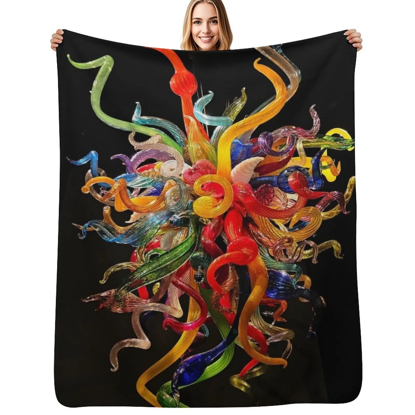 

Chihuly Chandeliers Throw Blanket Furry Loose for winter Multi-Purpose Blankets