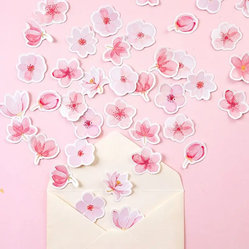 2023 ใหม่ 45 ชิ้น/กล่อง Cherry Blossoms เครื่องเขียนสติกเกอร์ซีลป้ายสติกเกอร์ท่องเที่ยว DIY S