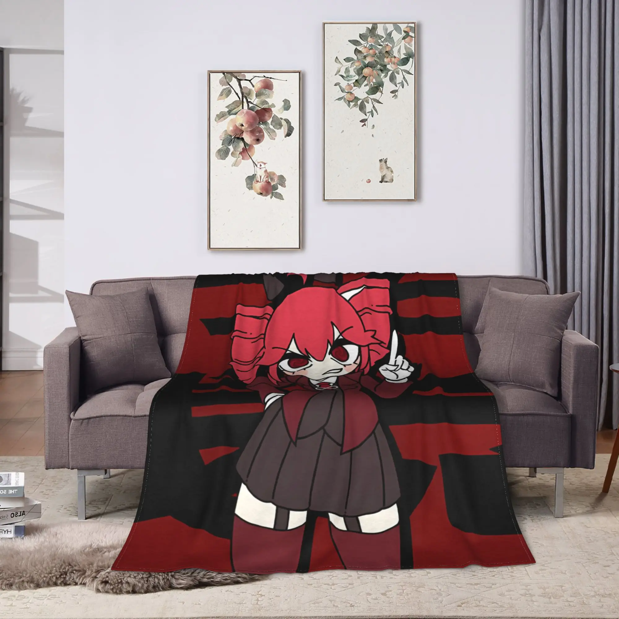 Kasane Teto Bold Text Manga Blanket  Warm Novelty Plush Throw Blanket For Home Decor Travel Flannel Bedspread Bed Cover