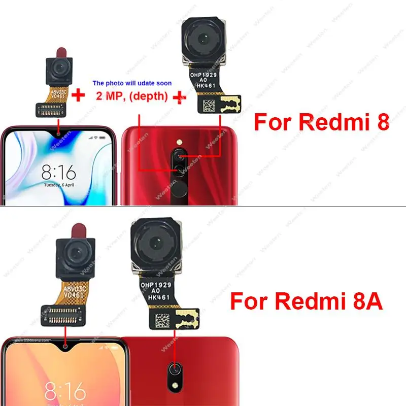 

Для Xiaomi Redmi 8 8A фронтальная камера для селфи маленькая камера большая Задняя Основная камера гибкий кабель запасные части