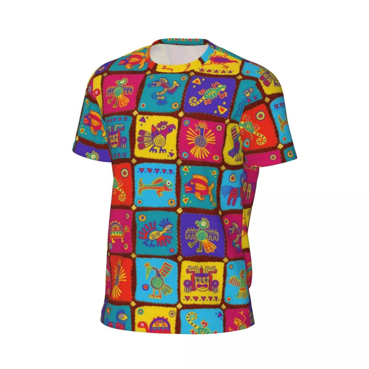Colorful Patchwork T-Shirt Mexican Animals Harajuku Sports T-Shirts Short Sleeve Breathable Tshirt Summer  Oversize Top Tees