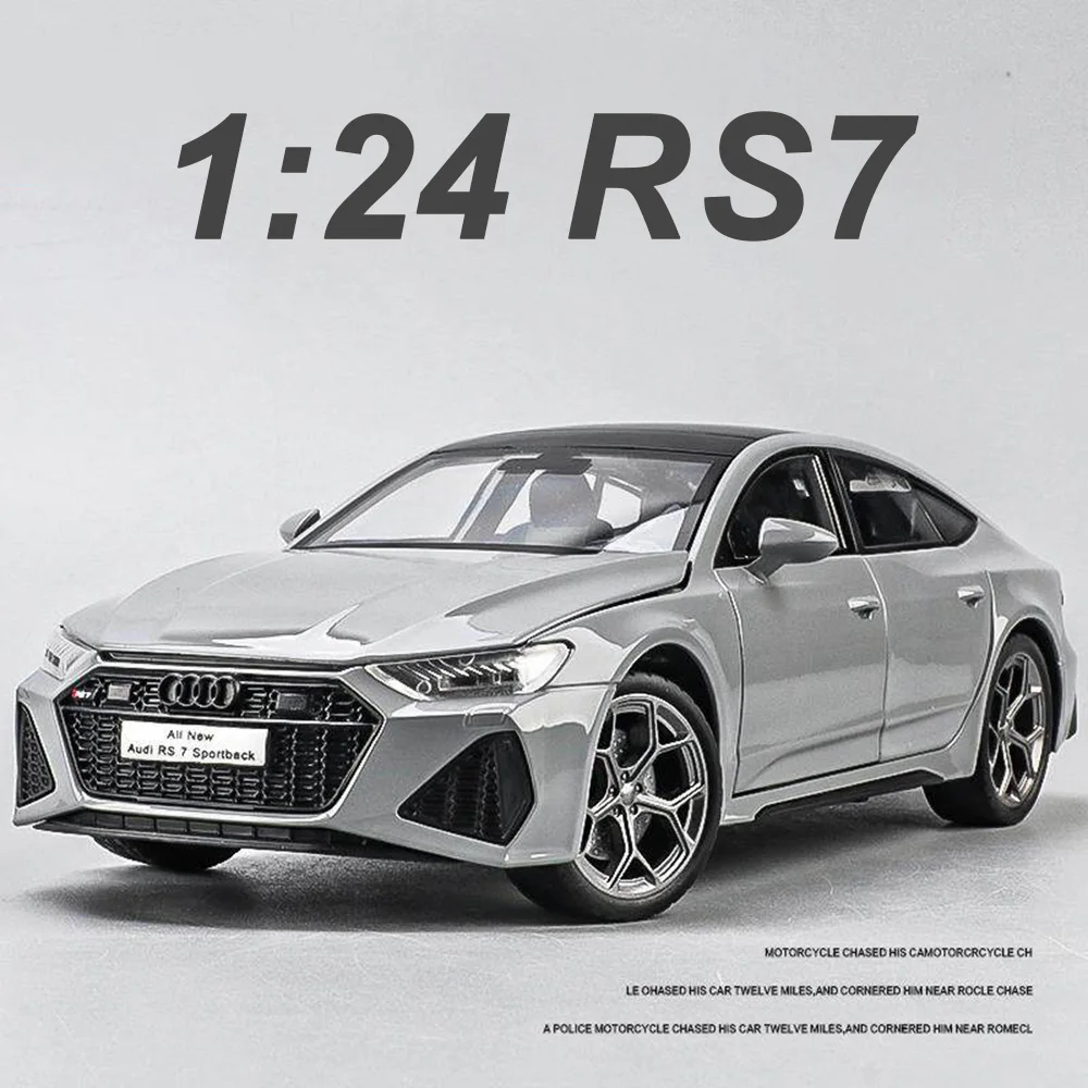 

1:24 RS7 Sportback Diecast Models Alloy Toys Car Doors Opened Rubber Tires Pull Back Front Wheel Steering for Friend's Toy Gifts
