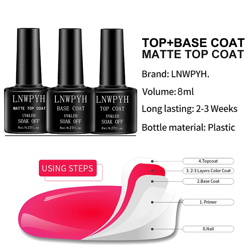 LNWPYH 36 Color Gel Nail Polish Kit With Nail Dryer Base Top Matte Coat High Shine Vibrant Nail Gel Equipped with Manicure Tools