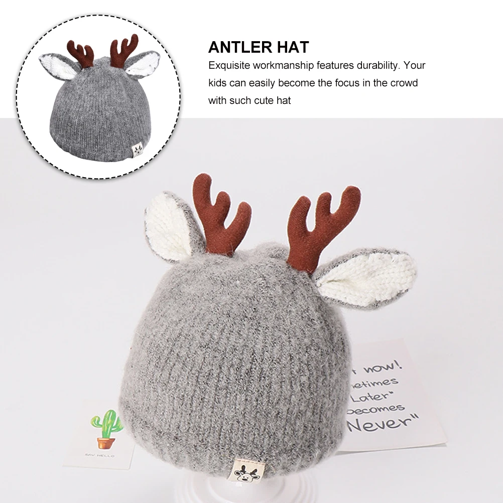 1 pçs inverno antler inodoro saudável ambientalmente amigável bebê malha boné inverno chapéu do bebê chapéus de lã