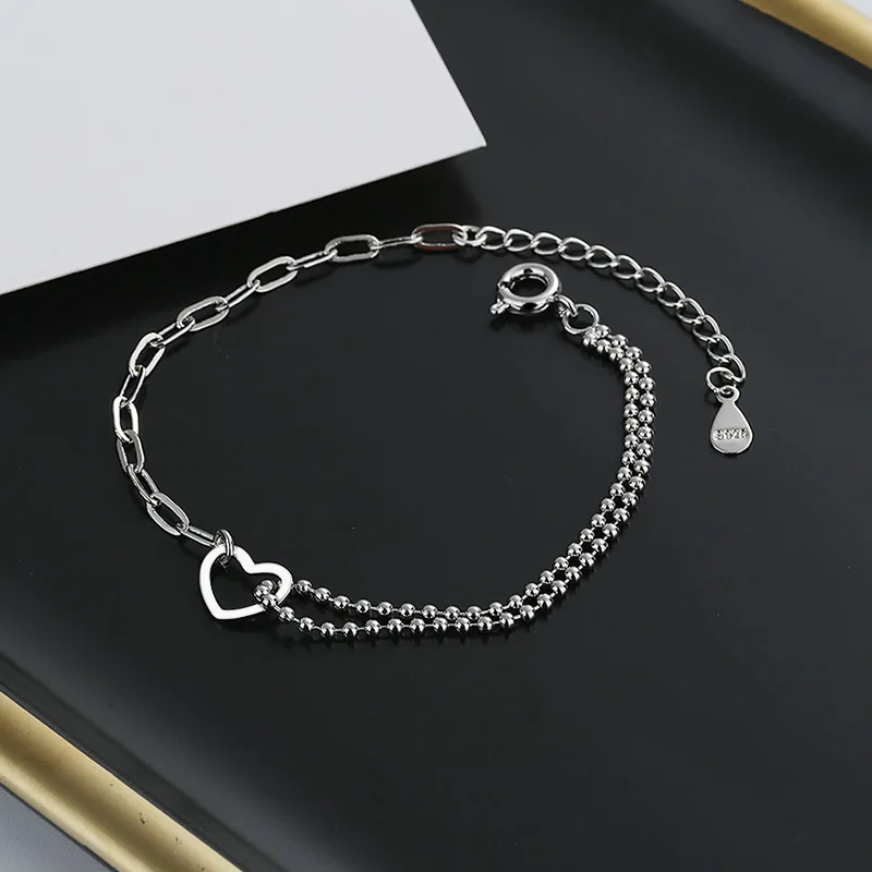 VENTFILLE Armband aus 925er-Sterlingsilber, doppeltes Liebesherz, hohle runde Perlen, Damenmode, romantischer Schmuck, klassisch, verstellbar – Detail 32
