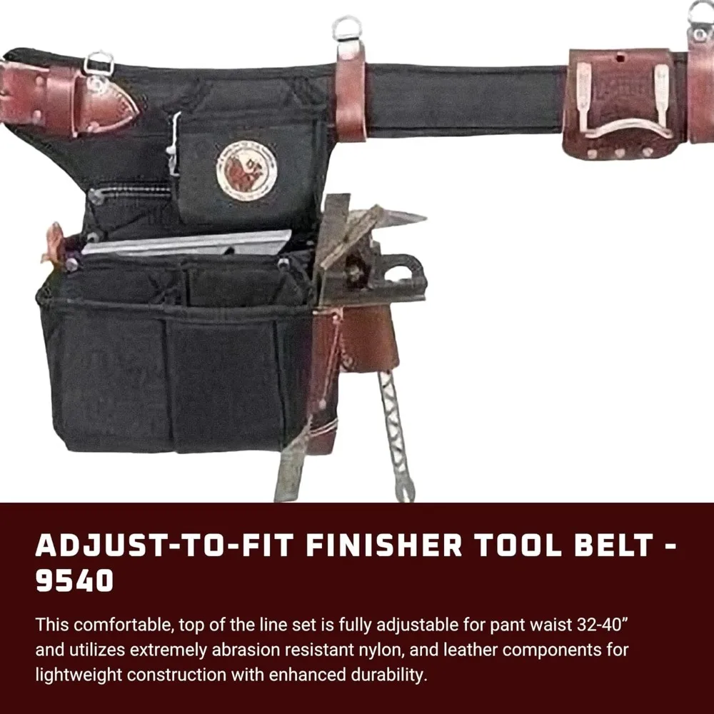 ترقية جديدة - مجموعة حزام أدوات التشطيب المضيئة، 23 جيبًا وحاملًا للأدوات، تصميم حقيبة مدمج للتقليم وإطارات الضوء والعمل النهائي