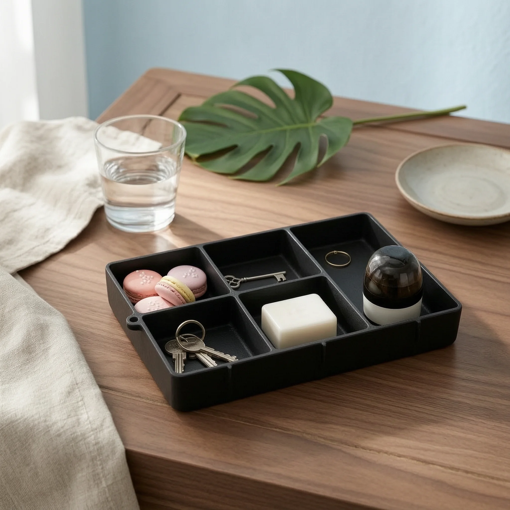 Silicone Tray Easy to Clean Divided Storage Tray Multi Section Organizer Non Slip Silicone Base Organizer Bin for Vanity