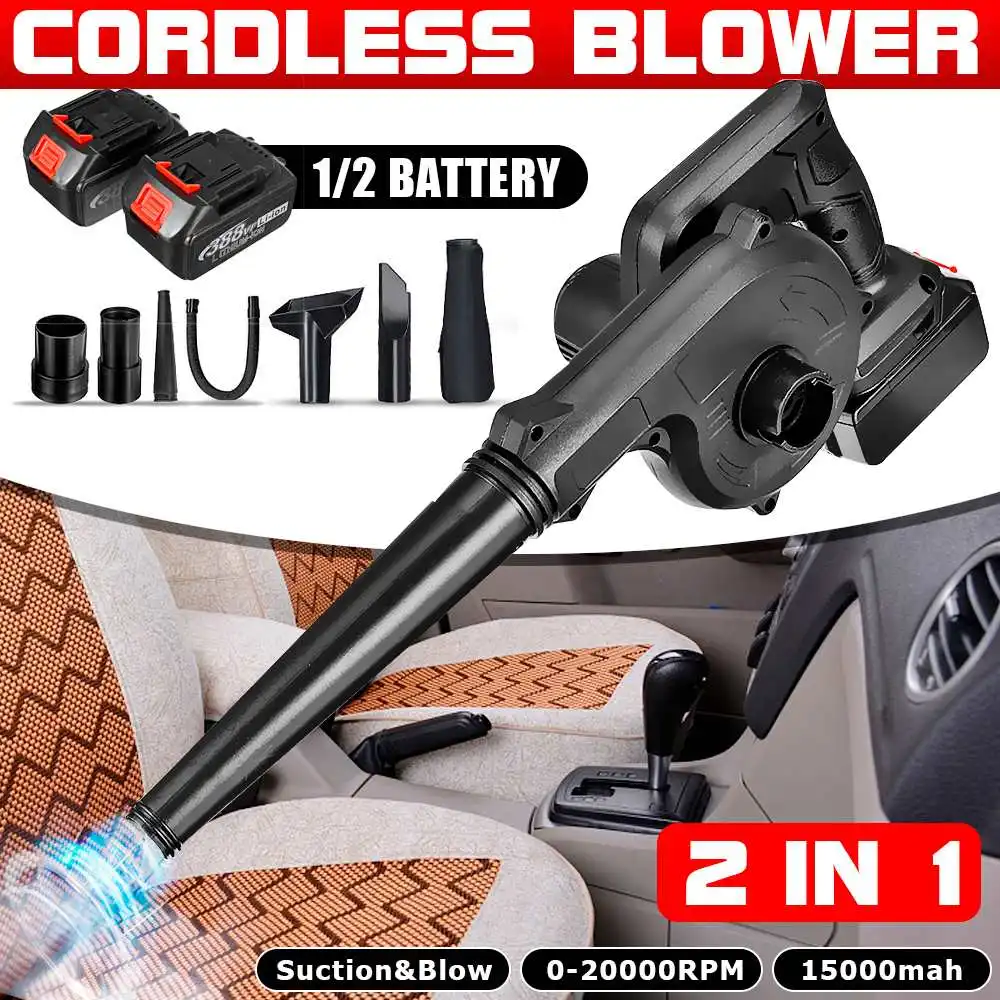 Soplador de aire eléctrico inalámbrico 2 en 1 de 1600W, colector de polvo de hojas de soplado y succión, soplador Turbo, aspiradora para batería Makita de 18V