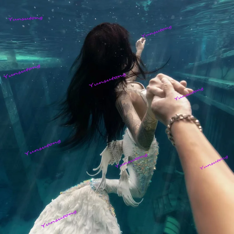 

Mermaid tail fairy feathers elegant aquarium shooting sexy split fish skin