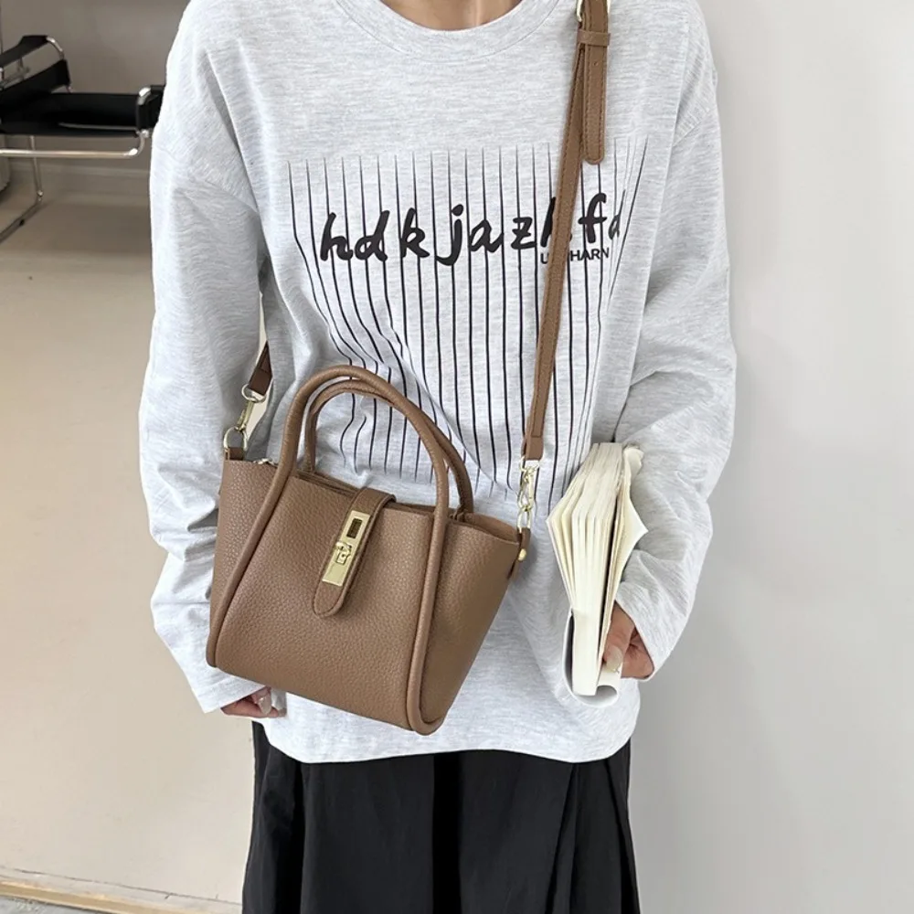 

Korean Chic Slant Cross Bucket Bag Leather Commuting Single Shoulder Bag Luxury High-End Women's Handbag Daily