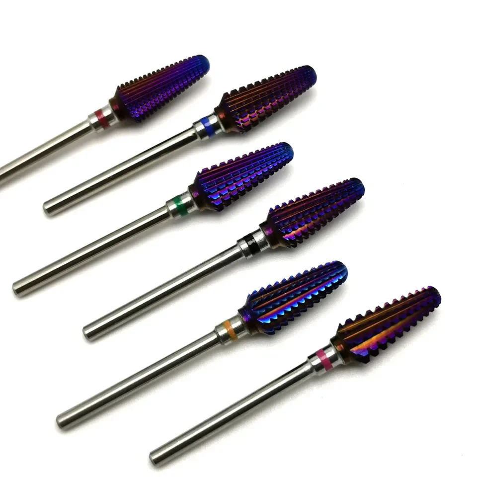 HYTOOS Punte da trapano per unghie in metallo duro viola 3/32 "Frese per punte in metallo duro Tornado per manicure Pedicure Unghie Accessori Strumenti