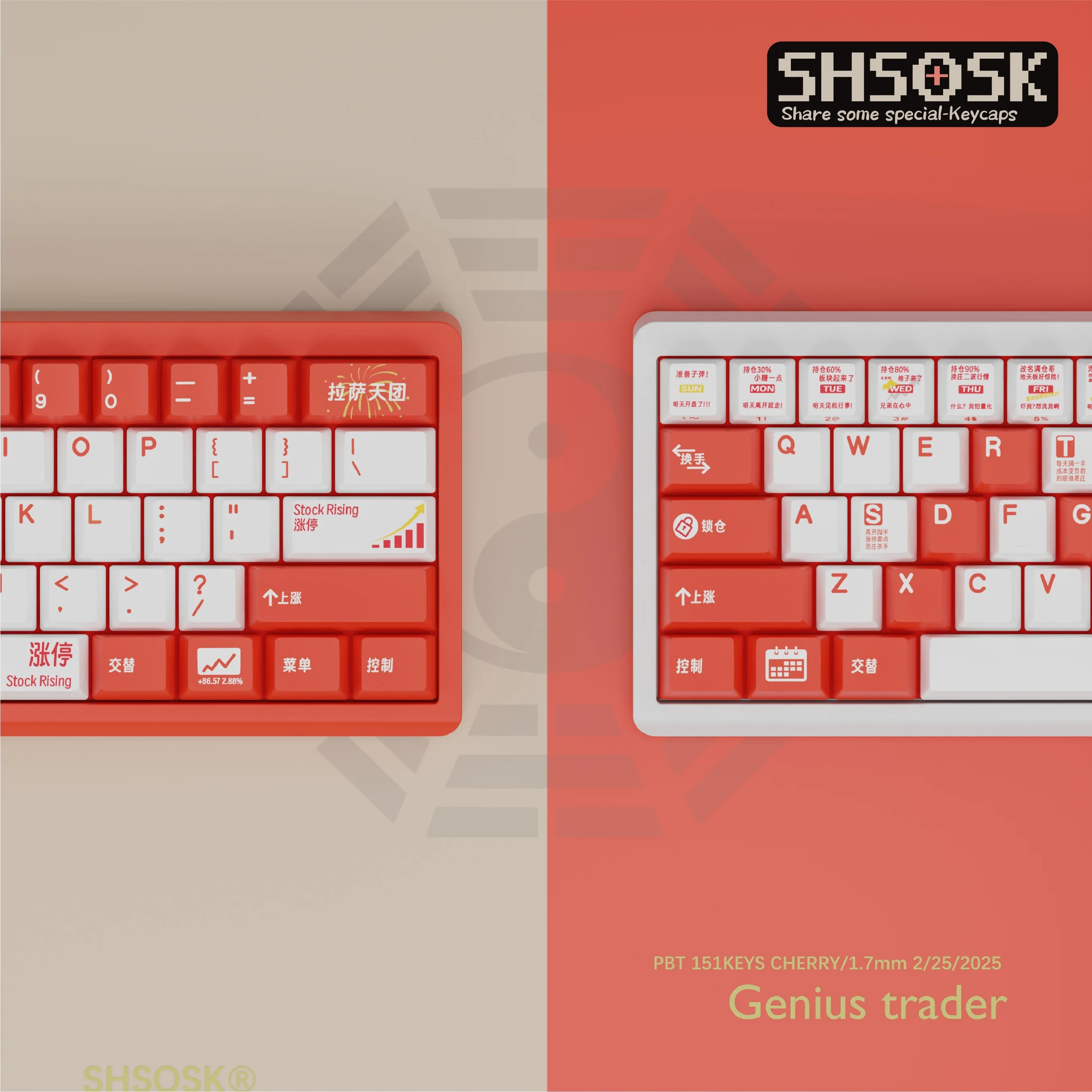 

151 Keys SHSOSK Cherry Genius Trader Theme Thermal Sublimation Keycaps PBT for Mechanical MX Switch Keyboard for Peripherals