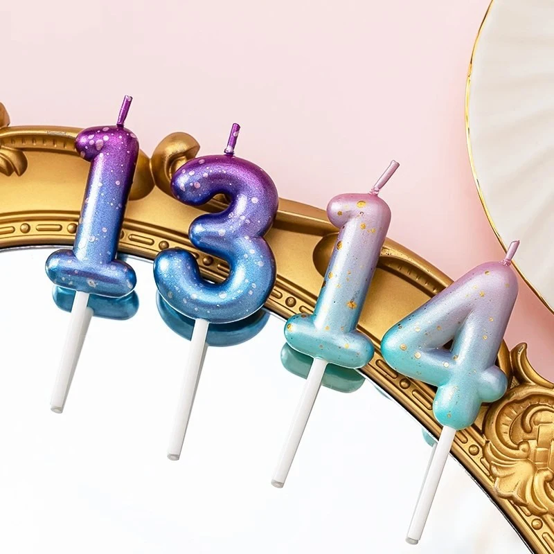 0-9 Digital Happy Birthday Cake Interstellar Digital Colorful Candle Decoration Baby Shower Supplies Wedding Party Decor SRLZ001