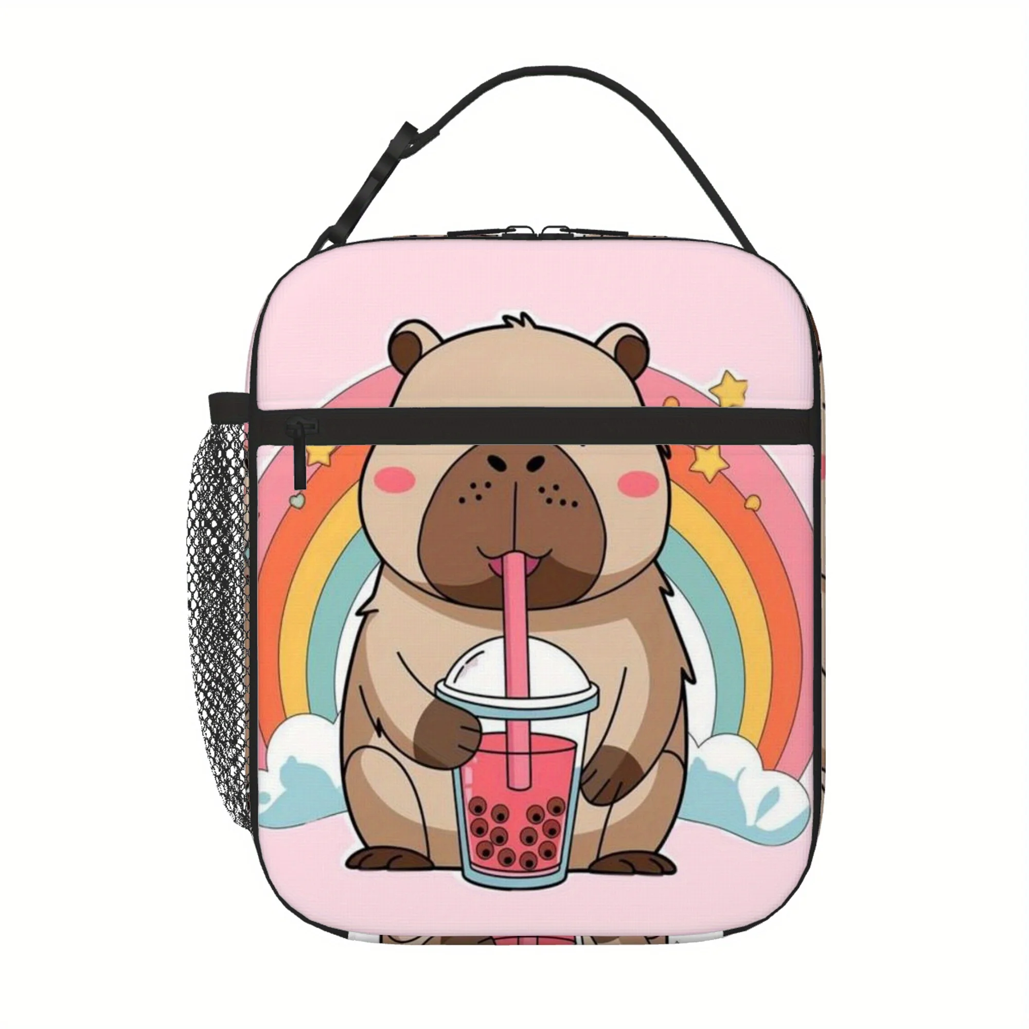 1pc a Printed Capybara Bag Featuring a Bubble Tea Design, Designed for Insulation And Thermal Purposes. It Is Not Intended for D