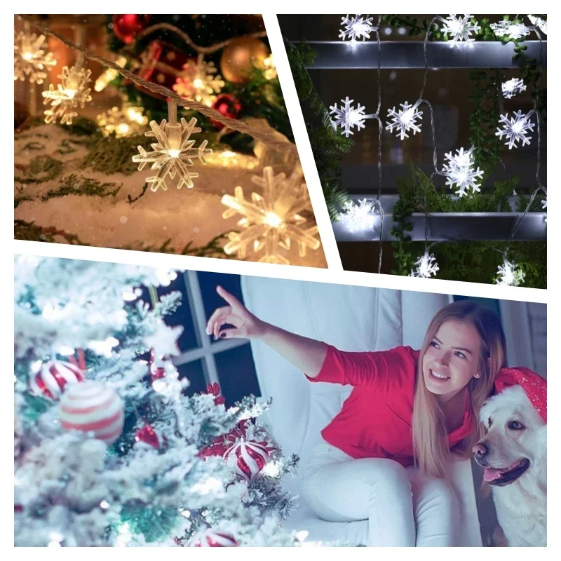 أضواء LED سلسلة ندفة الثلج اكليل ضوء USB التوصيل شجرة عيد الميلاد ضوء الجمالية غرفة الديكور حفل زفاف ديكور السنة الجديدة