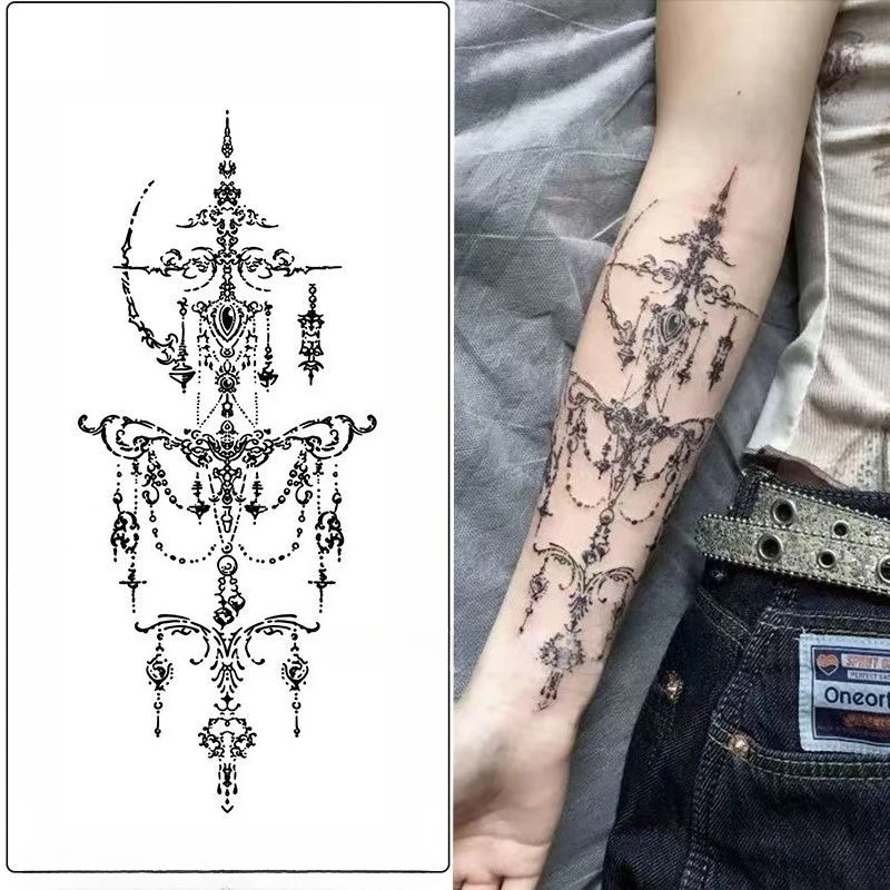 

Herbal Thorn Tattoo Sticker Semi Permanent Tattoo Waterproof Realistic Fake Tattoo for Women Arm Black Punk Temporary Tattoos