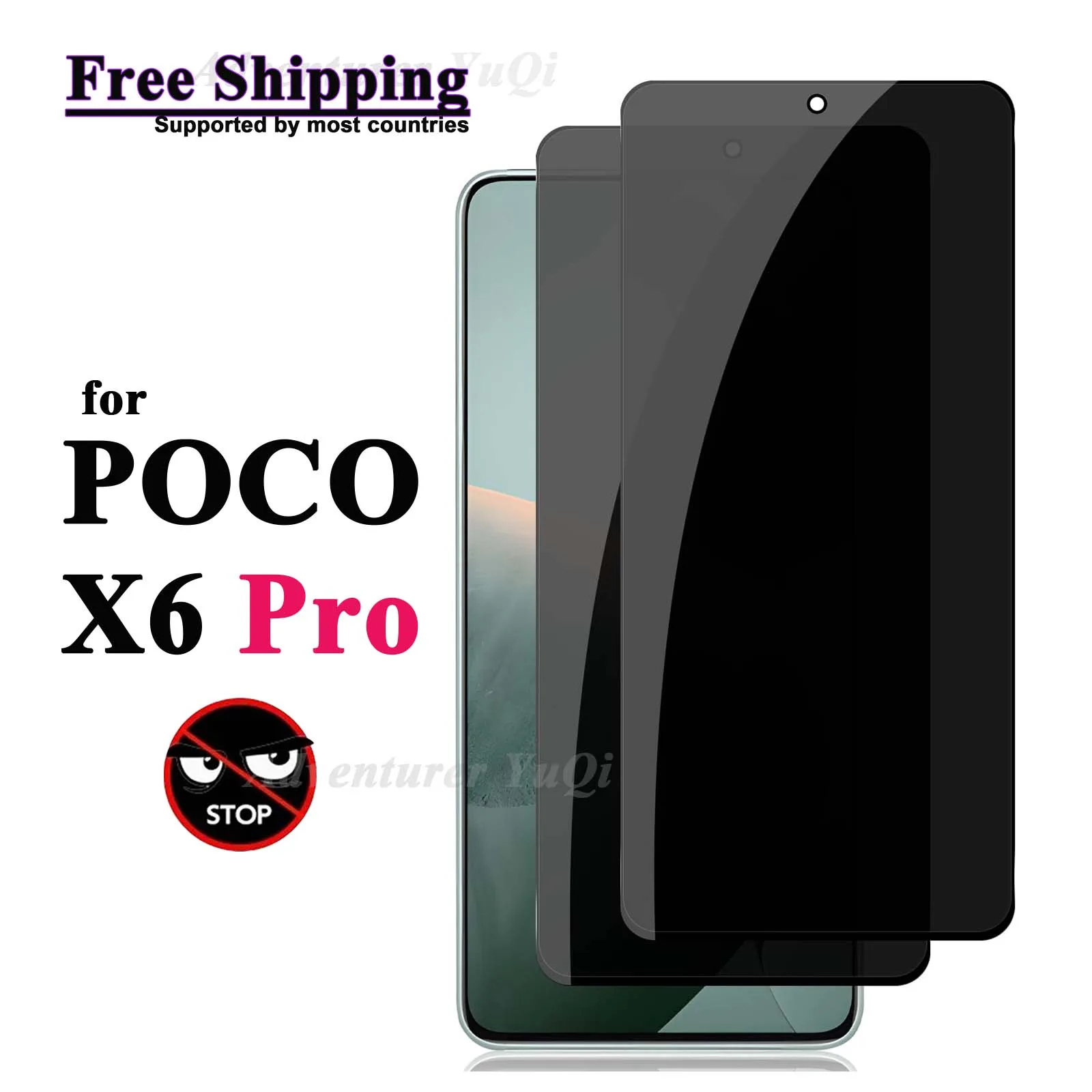 Anti Spy Screen Protector For POCO X6 Pro Xiaomi, Tempered Glass Privacy Anti Peep 9H Anti Scratch Case Friendly High Aluminum