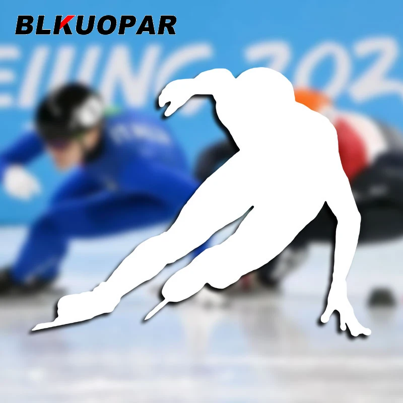 

BLKUOPAR Short Track Speed Skating Funny Car Stickers Personality JDM Vinyl Decal Sunscreen Waterproof Fuel Tank Cap Car Lable