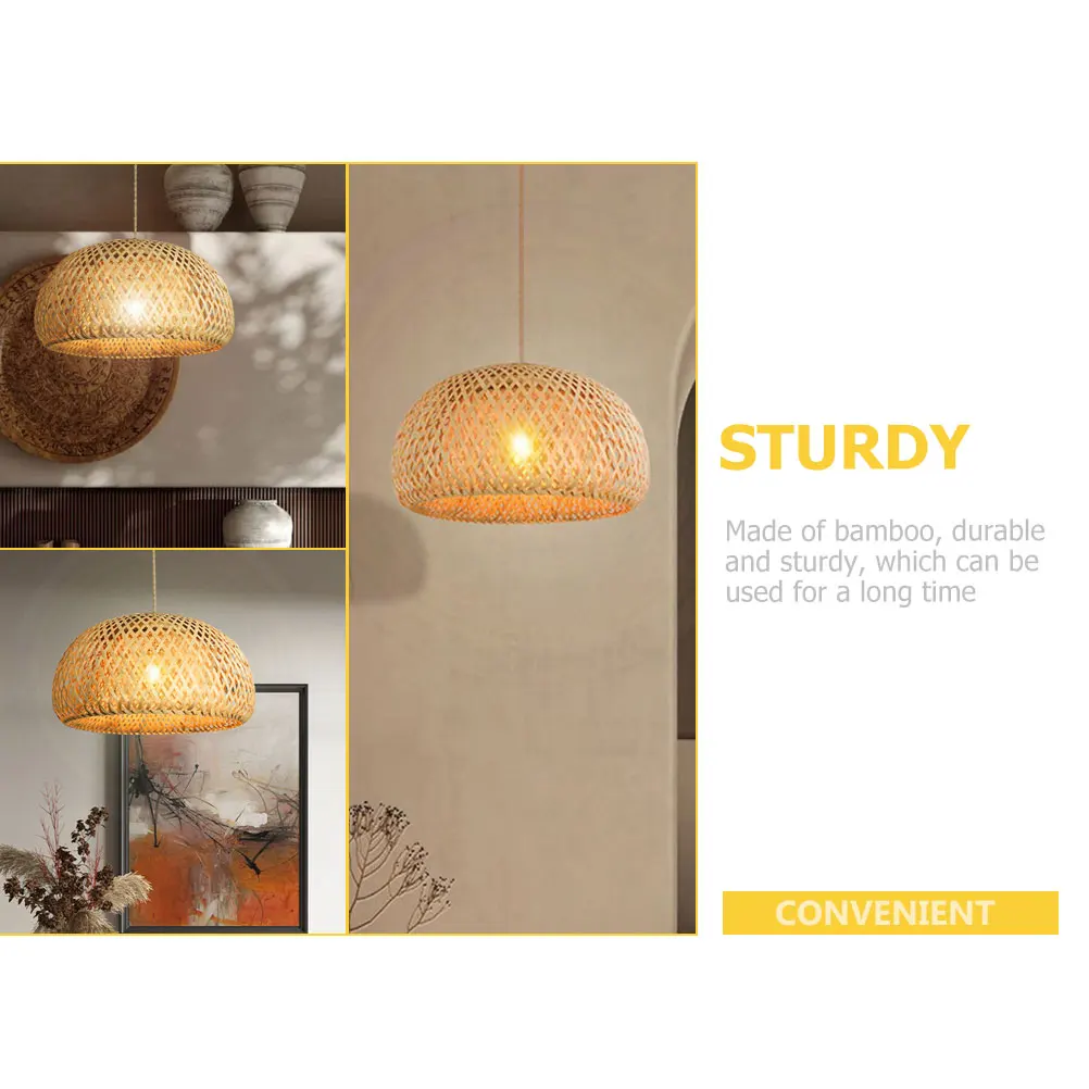 

Bamboo Lampshade Cover Hanging Boho Ceiling Light Shade Rustic Restaurant Hotel Home Decor Long Lasting Rattan Vintage