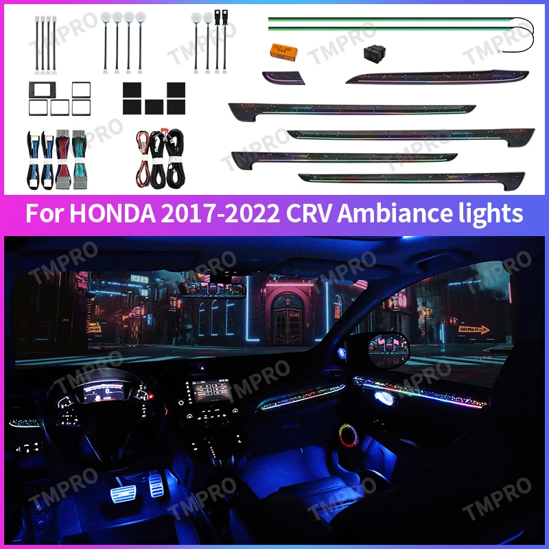 

Applicable for 2017-2022 Honda CRV Car Ambient Lights Automotive Interior Decoration64 Colors LED Safety assistance systems