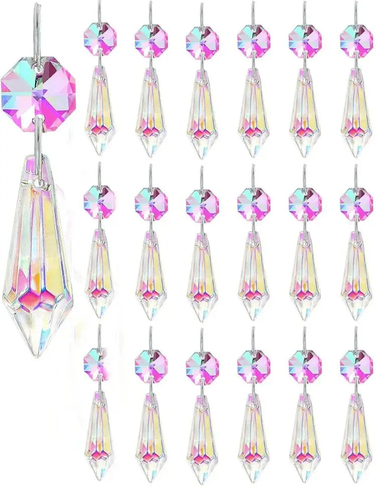 Clear Crystal Icicle Prisms 38mm AB Crystal U-drop Prism Chandelier Glass Crystals Pendants Hanging for Chandelier Replacement