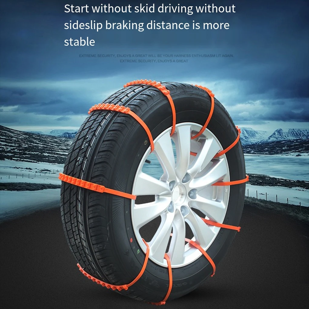 10pcs/set Car Anti-skid Chains Tough Snow Chains For Cars With Small Size Tire Snow Chains Strong Grip Anti-skid Cable Ties