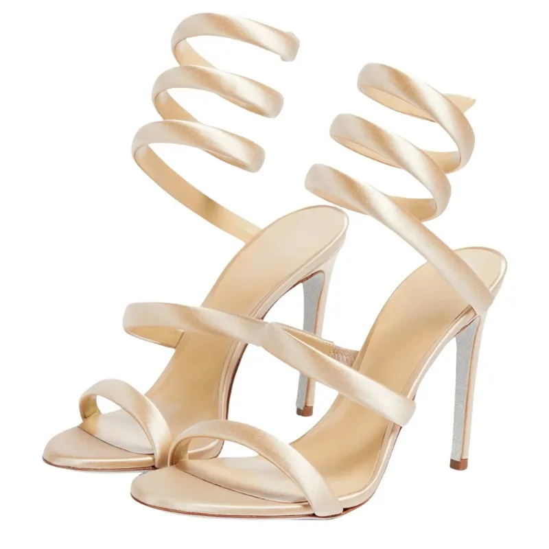 Nuevas Sandalias de Tacón Alto con Tiras Entrecruzadas en el Tobillo, Color Plata y Dorado, para Verano 2026, Elegantes y Sensuales, con Punta Abierta, para Mujer, Talla 43