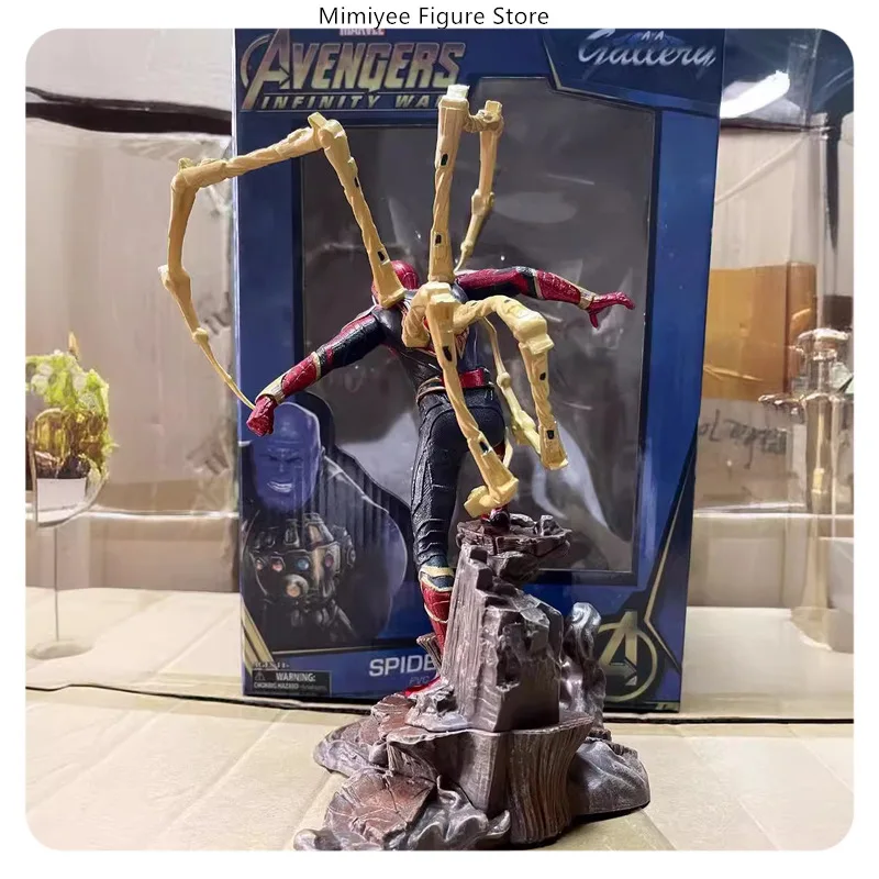 28cm Iron Spider-Man Scene with Claws Anime Figure Model Statue Collection Desktop Decoration Ornament Toy Gift for Fans