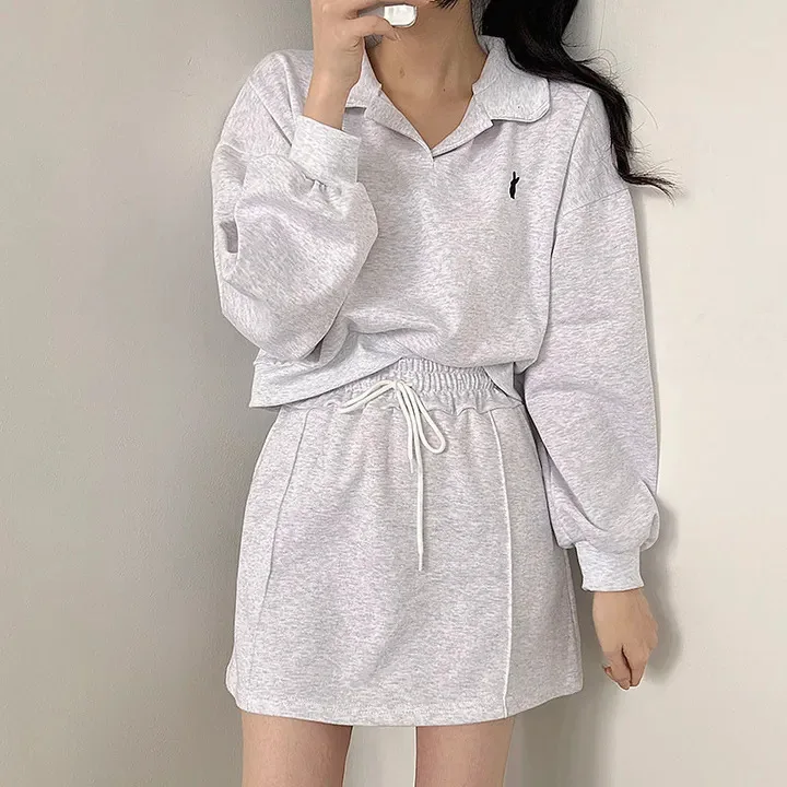 2023 Autumn Solid Casual Long Sleeve T-shirts Suits Female Pullover Women 2 Piece Shorts Sets Slim Knitted Polo Top Soft