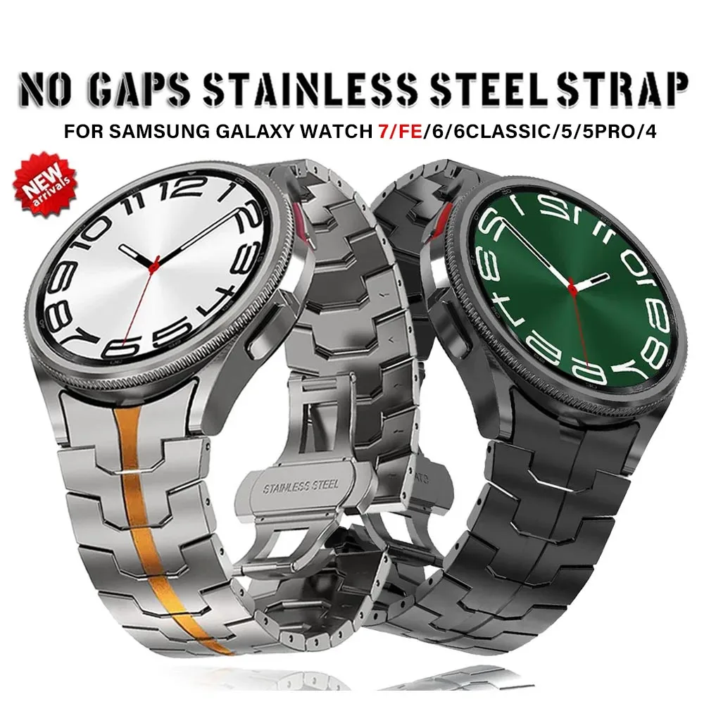 No Gaps Stainless Steel Strap For Samsung Galaxy Watch 7/FE/6 Classic 43mm 47mm 40 44mm Band For 5Pro 45mm Luxury Metal Bracelet