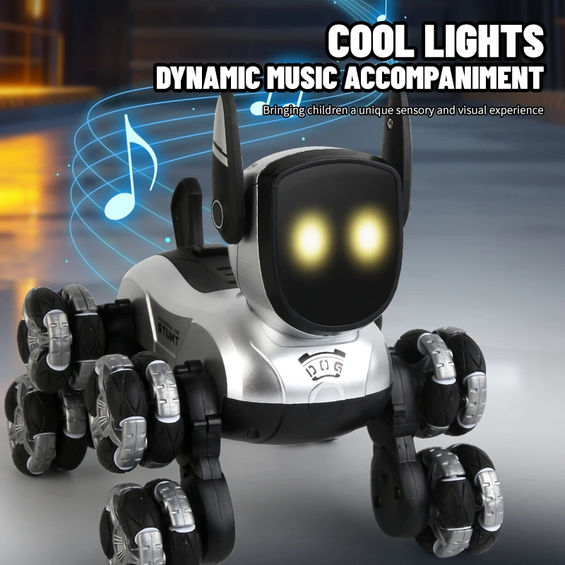 Perro robot inteligente, 2,4 GHz, música y luces, el perfecto regalo de cumpleaños para niños mayores de 6 años, con un diseño futurista