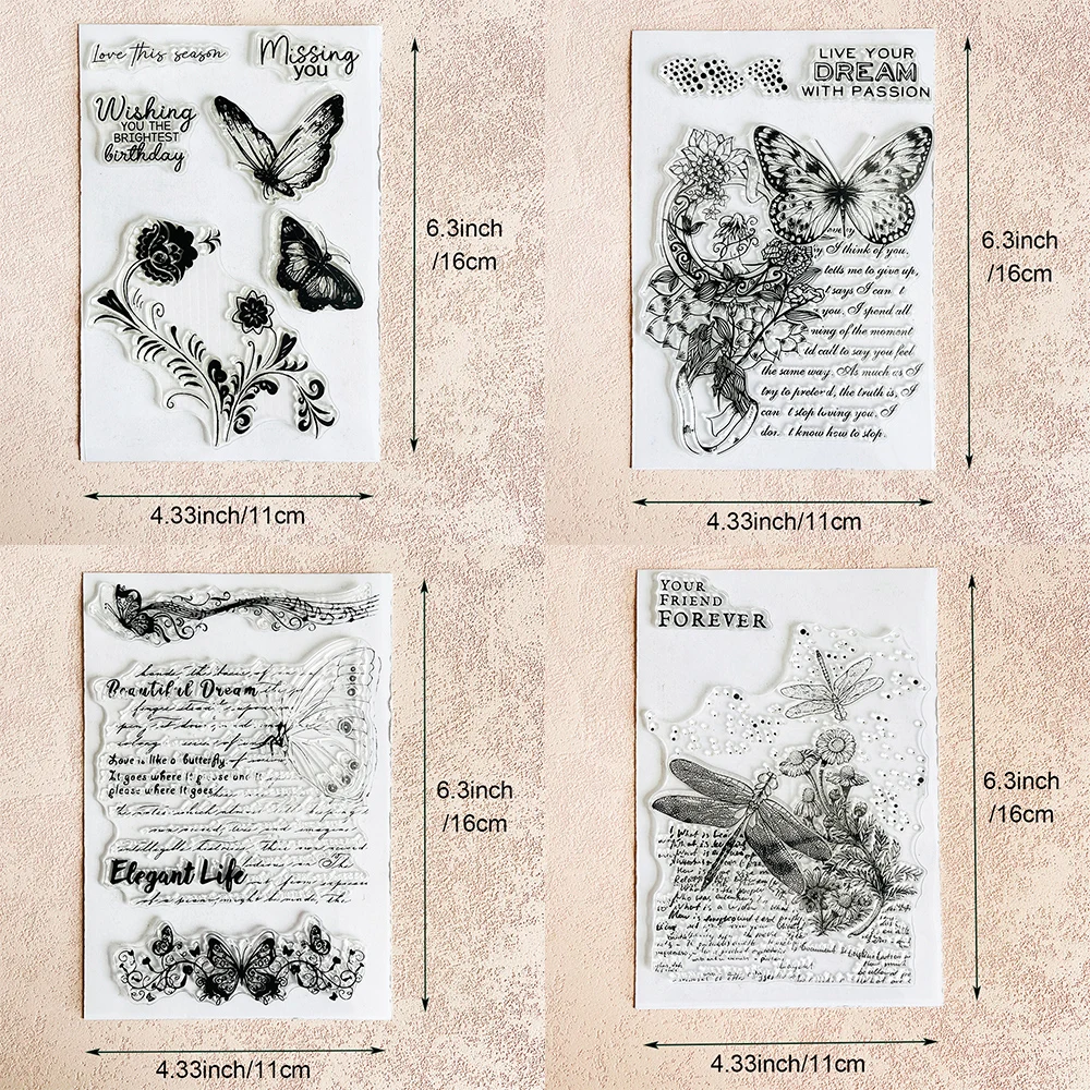Libellen und Schmetterlinge/Klare Stempel/Siegel für DIY-Scrapbooking, Kartenherstellung, Album, dekoratives Siegel, Basteln