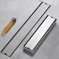 Onzichtbare Afvoerputje 304 Roestvrij Staal Rechthoek Anti-geur Bad Douchebak Lange Drainage Lineaire Floor Drains Cover Geborsteld