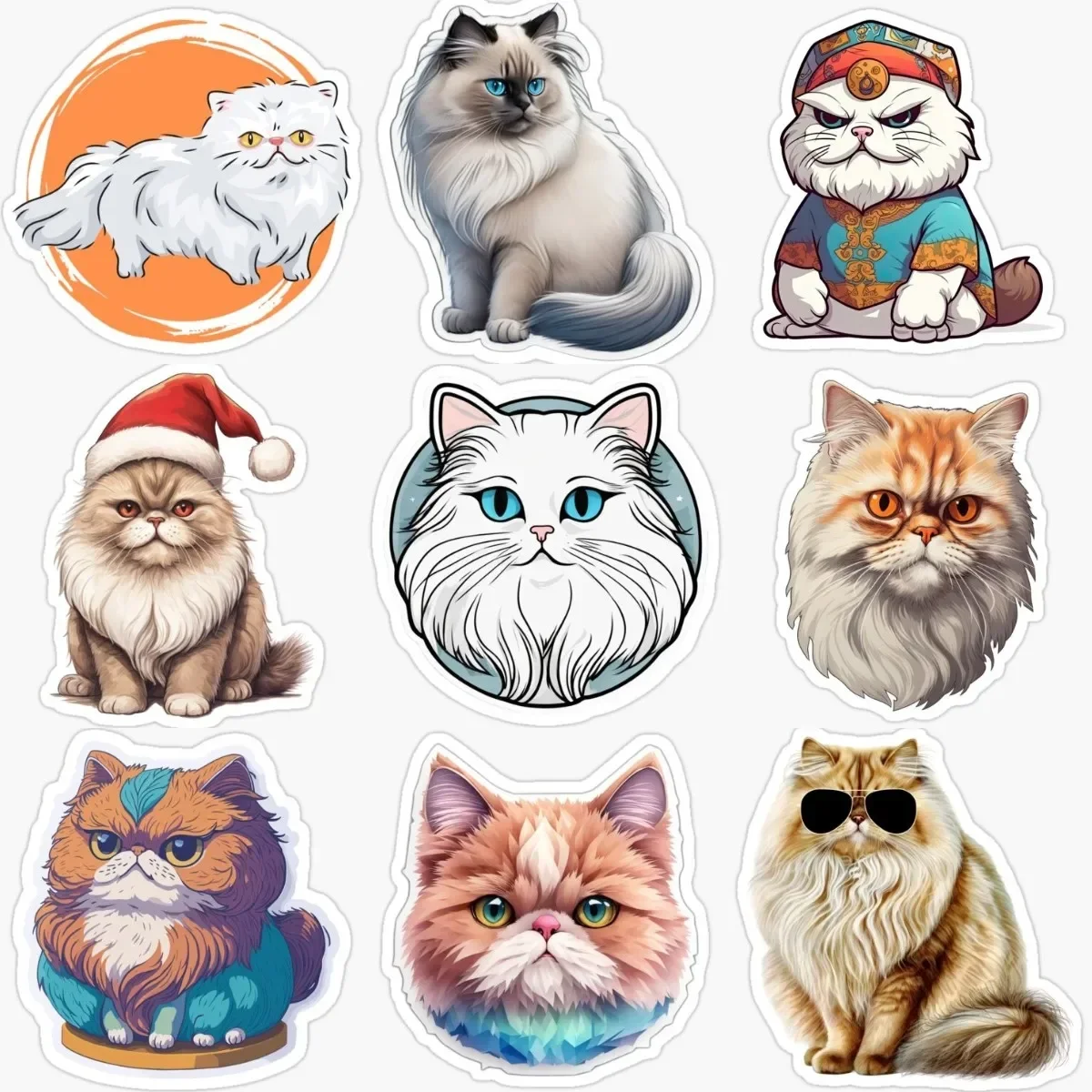 

Creative Persian Cat Pets Cute PVC Sticker for Decorate Fridge Wall Window Car Van Helmet Decal Accessories