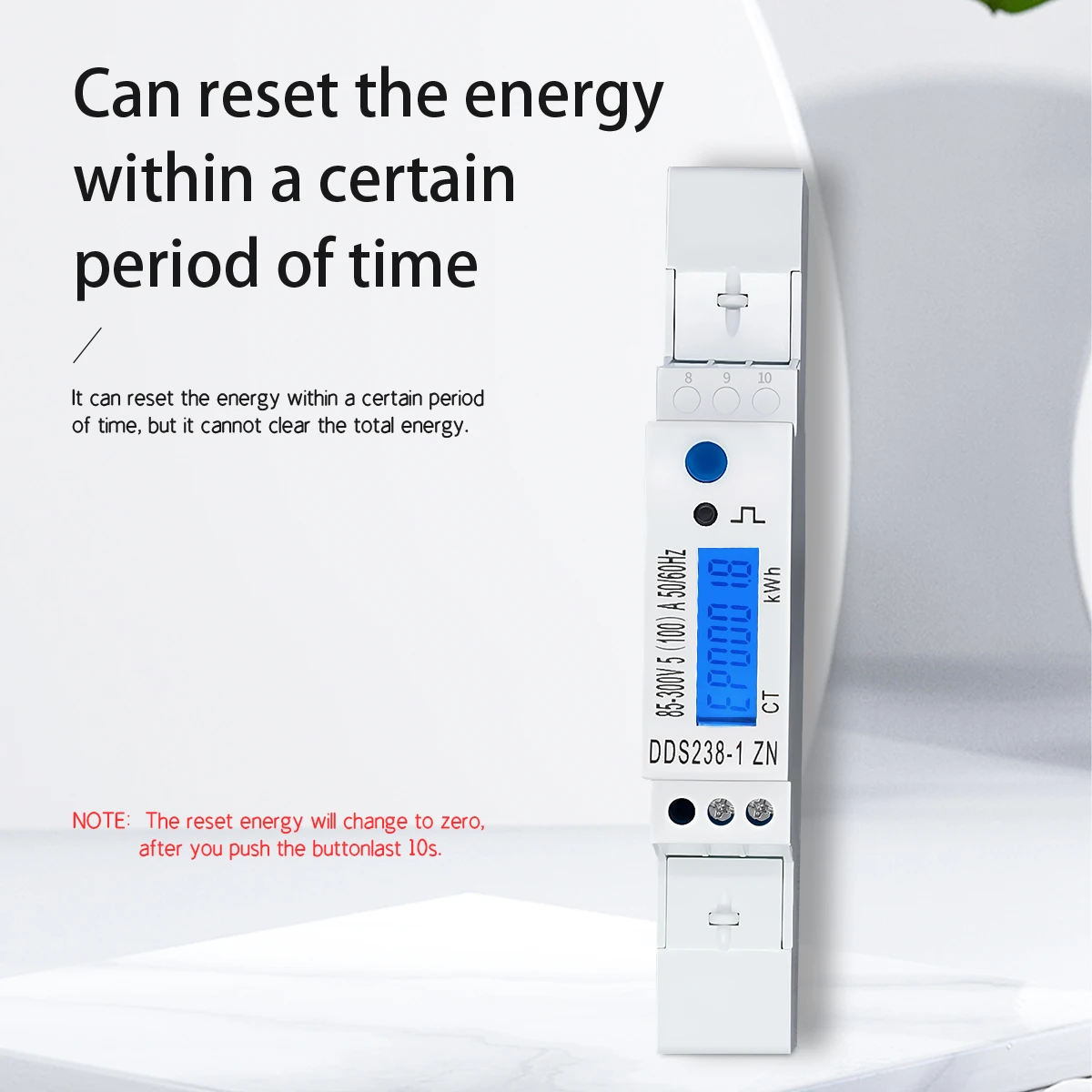 TOMZN Energy Meter CT LCD 85-300V Max 400V 100A 50/60Hz Positive Reverse Active Reactive Energy Voltage Current Hz PF Backlight