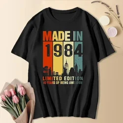 1984 40. 40 Jahre alte limitierte Auflage Vintage Baumwolle T-Shirt Männer Frauen Geburtstag Jubiläum T-Shirts Geschenk Kurzarm T-Shirts