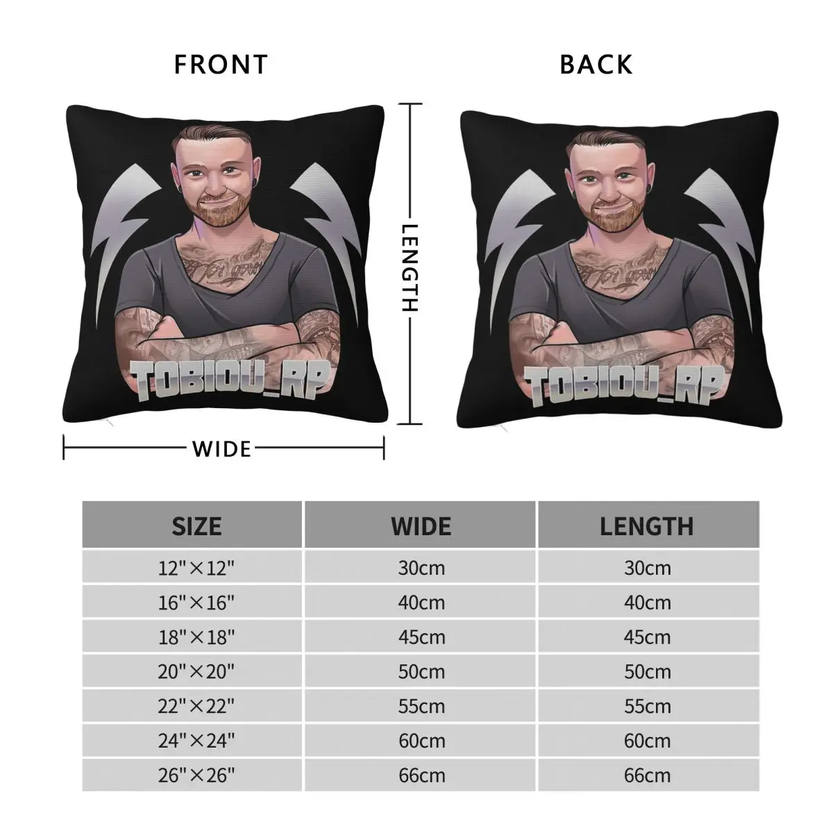 Logo Tobiou_rp Black Square Pillowcase Polyester Linen Velvet Printed Decorative Throw Pillow Case Home Cushion Cover Wholesale